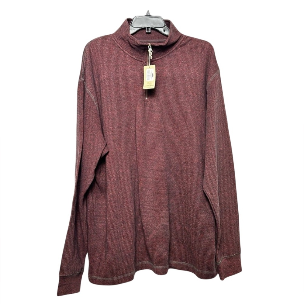 Men’s RedHead Brand Co Thermal Pullover Sweater XL Burgundy Quarter Zip - Picture 3 of 9